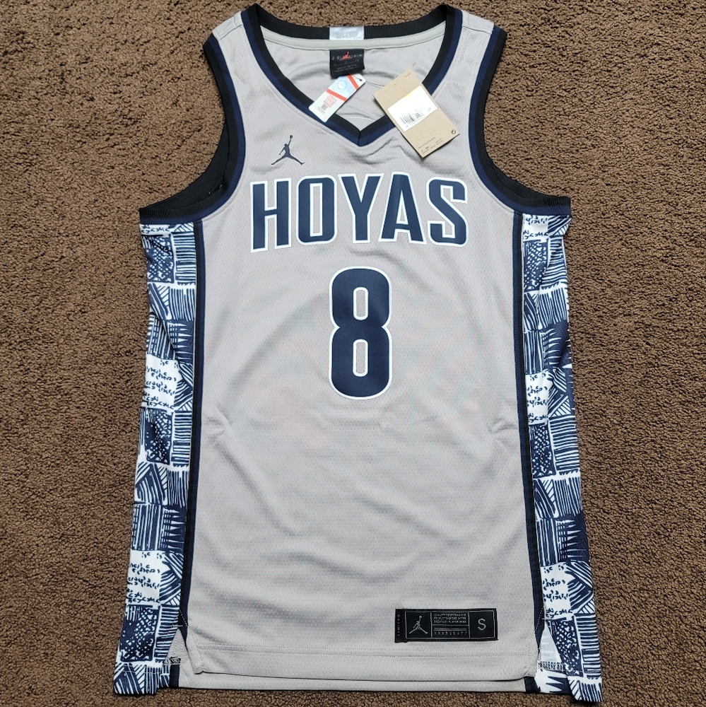 Nike Jordan Georgetown Hoyas #8 Elite Jersey Mens Size S Small Grey CN2994-052